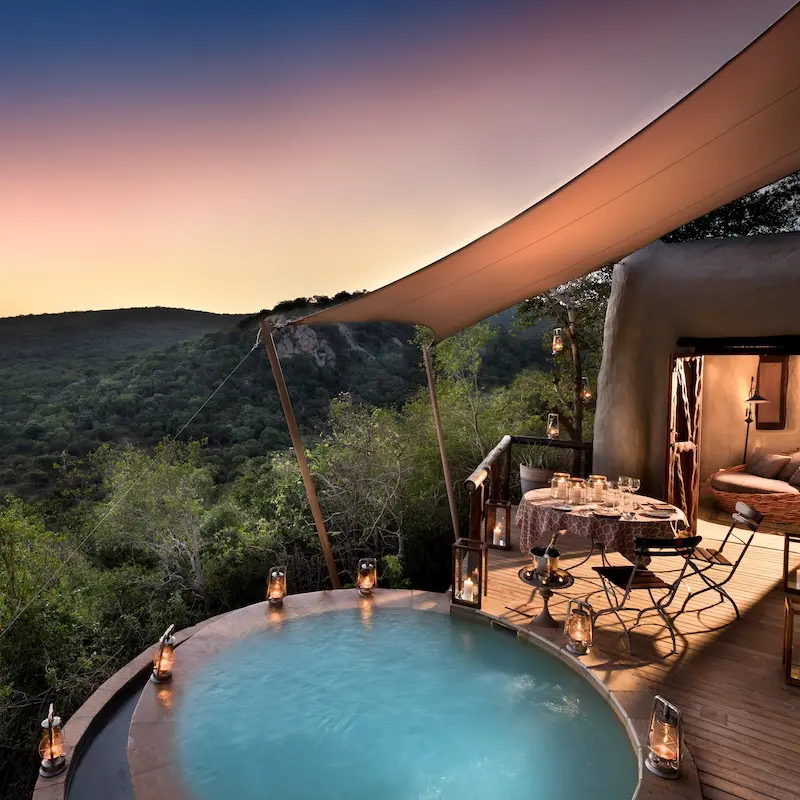 Opulent hotel in Africa Beautiful sunset from the luxury hotel in Africa